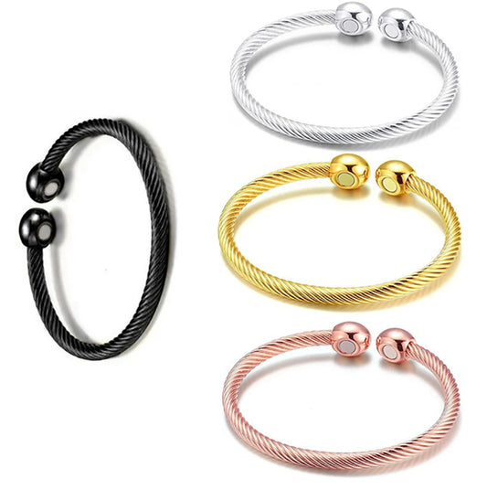 Weight Lose Energy Bracelet Healthy Magnetic Bracelets for Women Men Twisted Steel Power Arthritis Pain Relief Open Bangle Cuff