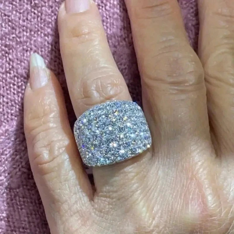 Bling Bling Crystal Cubic Zirconia Rings Gorgeous Wedding Band Accessories for Women Luxury Silver Color Female Jewelry