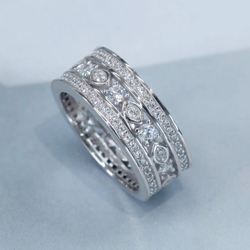 Hot Fashion Wedding Rings for Women Modern Design Sparkling Cubic Zircon Crystal Rings Luxury Silver Color Female Jewelry