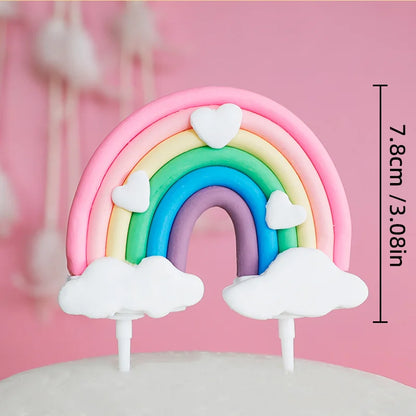 9 pcs unicorn rainbow cake topper unicorn with rainbow clouds stars Happy birthday cake decorations for girls one year old party