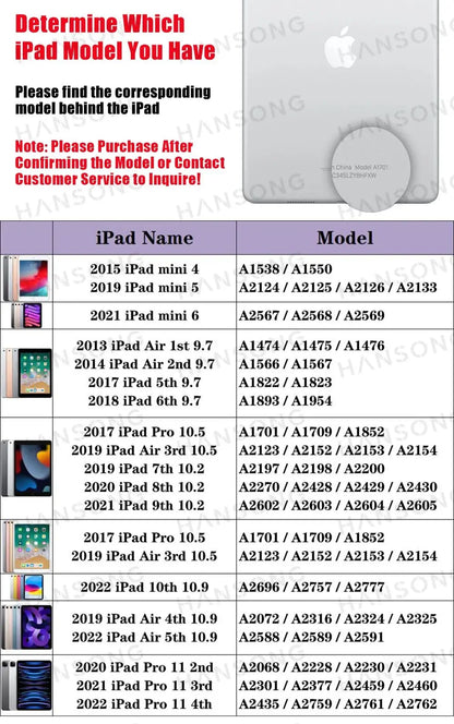 For iPad Case For Air 11 13 M2 2024 Pro 11 13 For Pro 11 12.9 10th Gen Air 10.9 iPad 5/6th 9.7 10.5 7/8/9th 10.2 Mini 6 Cover
