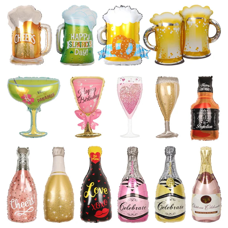 Wine Bottle Wine Goblet Aluminium Foil Balloons Beer Whisky Champagne Bar Banquet Family Gathering Birthday Party Decoration