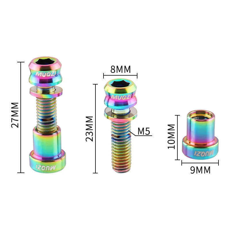 MUQZI Titanium Bolt M5x17mm M5x19mm Bicycle Nut Titanium Alloy Stem Bolts MTB Road  Folding Bike Screw Accessories