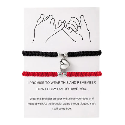 Handmade Heart Magnet Bracelet for Women Men Fashion Adjustable Braided Couple Bracelet Lovers Bestie Friendship Jewelry Sets