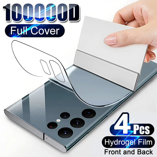 4pcs Clear Back Hydrogel Film For Samsung Galaxy S24 S20 S21 S22 S23 Ultra Plus fe A12 A34 A52 A53 A54 5G Screen Protector Film
