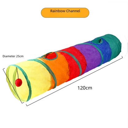 650g Rainbow Cat Toy Tunnel Playground Cats Scratching Running Interactive Teaser Toy Kittens Adult Cats