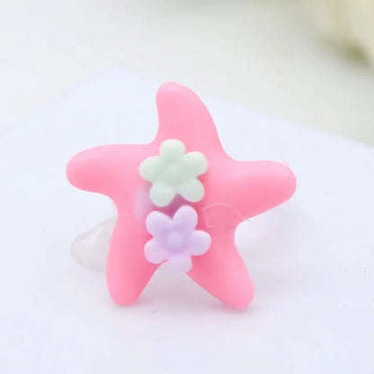 36Pcs Kids Cute Rings Resin Cartoon Jewelry Flower Shape Adjustable Ring Set Creative Accessories Girl Gifts