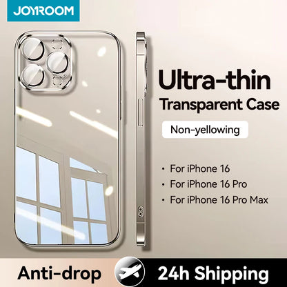 Joyroom Case For iPhone 16 Pro Max Anti-drop Transparent Cover For iPhone 16 15 14  Pro Max Shockproof Case With Len Protection