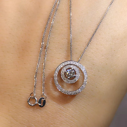 Dazzling Circle Pendant Necklace Women Fashion Luxury Bridal Wedding Necklace Versatile Girls Neck Accessories Jewelry