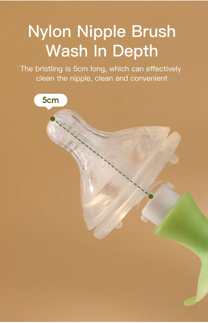SAIDAH Simple Nylon Sponge Suction Feeding Bottle Nipple Pacifier Brush Set Water Sippy Vacuum Cup Cleaning（2 in 1）