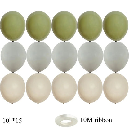 15/20PCS 10inch Vintage Balloons Retro Khaki Green Balloon Set for Wedding Anniversary Happy Birthday Party Decoration Supplies