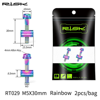 Risk 2pcs M5*30/40mm Titanium alloy Bicycle Seat Post Fixing Bolts MTB Road bike Seatpost Saddle Fixed Screws