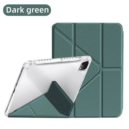 For iPad Case 2024 iPad Pro 13/11 M4 Air 11/13 M2 for 10th Gen Pro 12.9/11 Air 4/5th mini 6 Cover Y-bracket Acrylic Transparent