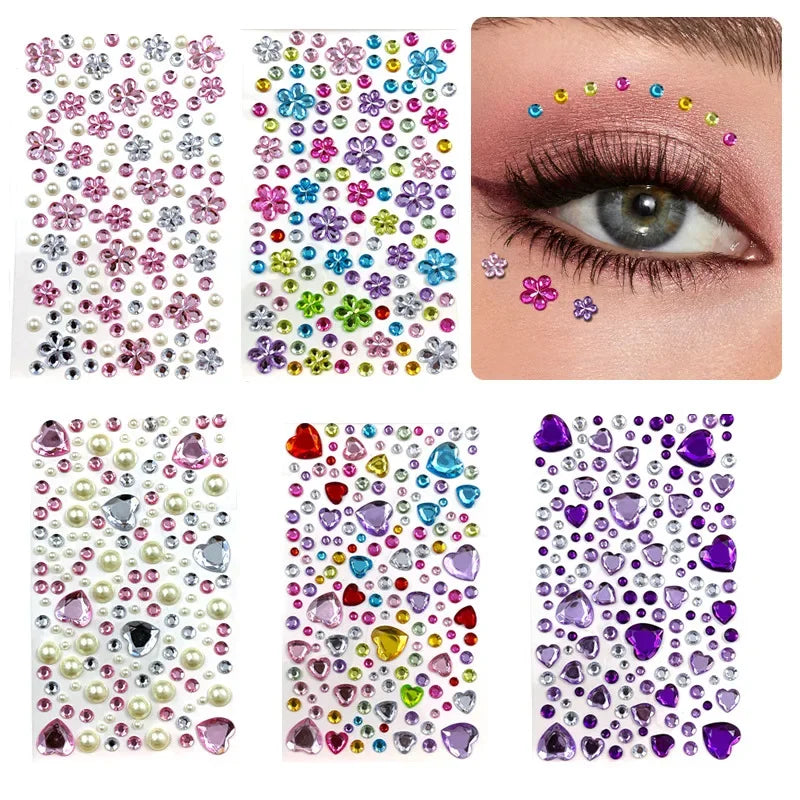 Glitter Face Stickers for Children Rhinestones for Eyes Face Diamonds Bright Stickers Festival Makeup Jewels Stickers ZS006