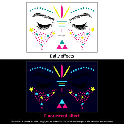 3D Face Eyes Party Makeup Tattoo Sticker Acrylic Diamond Rhinestones Sticker Self-adhesive Mixed Crystal Face Decoration Sticker