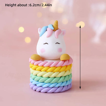 9 pcs unicorn rainbow cake topper unicorn with rainbow clouds stars Happy birthday cake decorations for girls one year old party