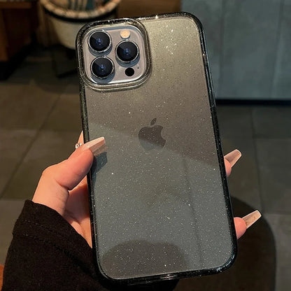 Luxury Glitter Bumper Bling Clear Case for IPhone 15 14 13 12 11 Pro Max Mini X XS Max XR 7 8 Plus 16 Pro Silicone Acrylic Cover
