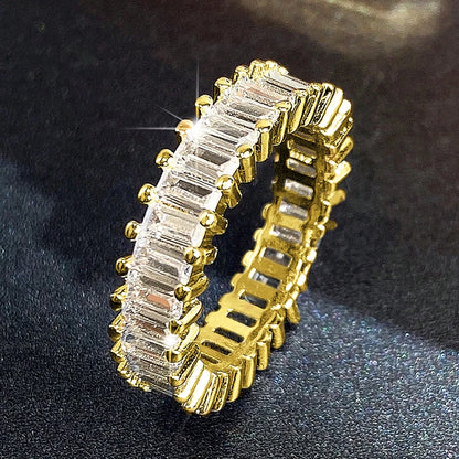 Fashion Contracted Design Women's Ring with Brilliant White Cubic Zirconia Wedding Party Daily Wearable Statement Jewelry