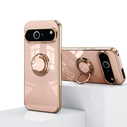 Flexbile Shockproof Plating Ring Holder Phone Case For Google Pixel 9 Pro XL 8A 8 Pro Cover Stand Back Shell Capa Funda Coque