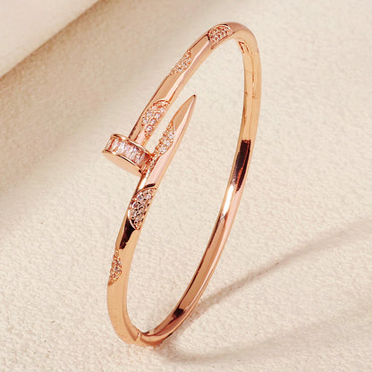 Copper With Zirconium Opening Female Simple Trendy Bracelet Women's Stainless Steel Jewelry Luxury Gifts for Girlfriends
