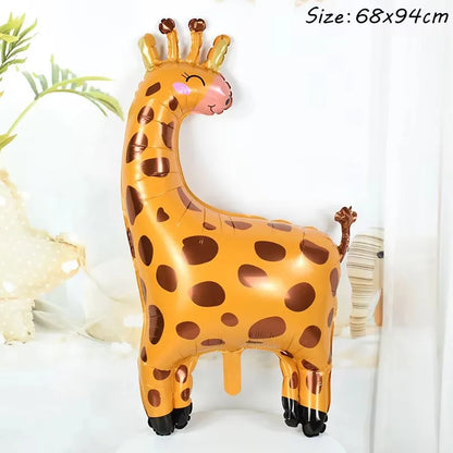 Cartoon Animal Theme Foil Balloon Jungle Safari Forest Lion Zebra Elephant Giraffe Baloon Kids Birthday Decoration Supplies