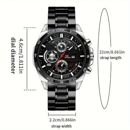Top Men Watch Sports Style 46mm Large Leather Racing Style Casual Fashion Original Black Rose Gold Calendar Quartz Watch Relogio