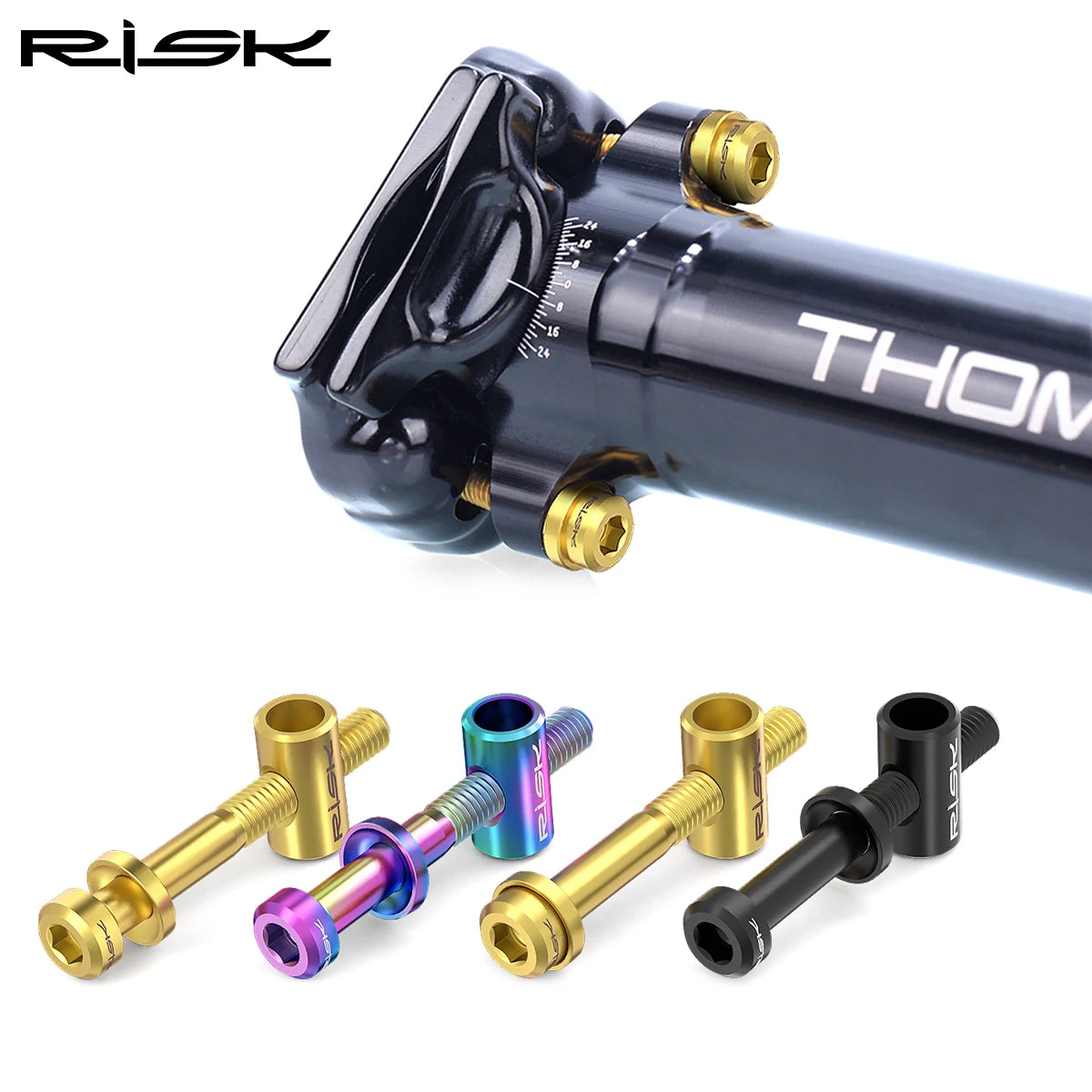Risk 2pcs M5*30/40mm Titanium alloy Bicycle Seat Post Fixing Bolts MTB Road bike Seatpost Saddle Fixed Screws
