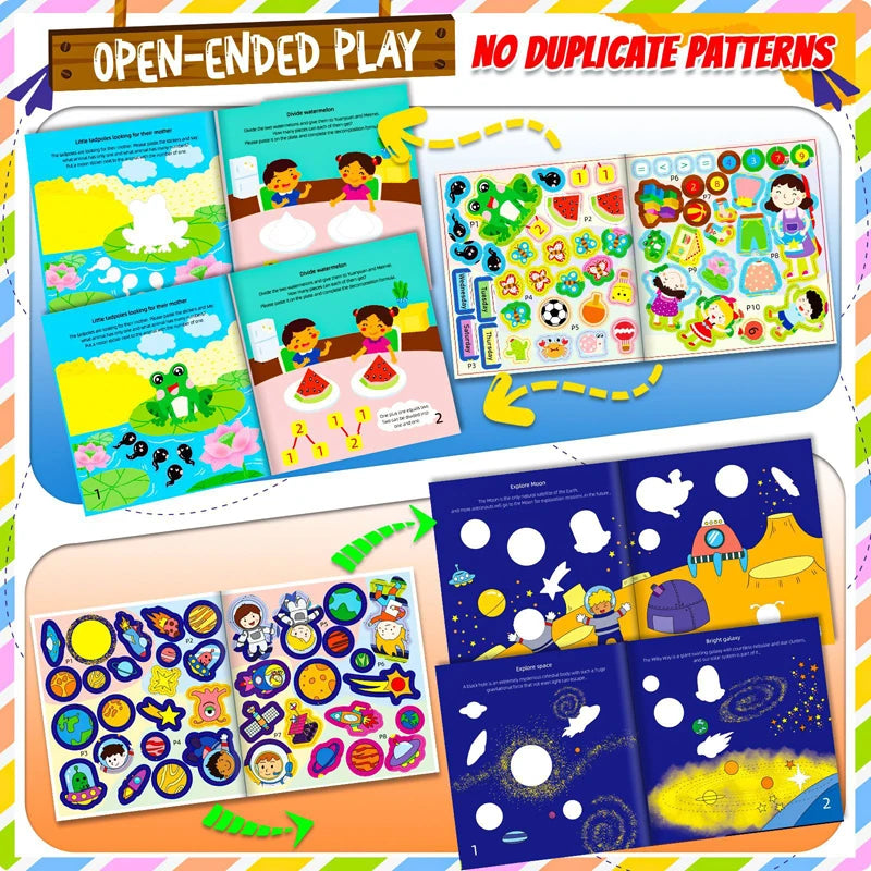 Children's Sticker Book Early Education Cartoon Animal Cognitive Puzzle Sticker Toys Educational Montessori Toys for Kids 3-6