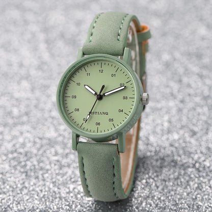 2PCS/Set Women's Watch Fashion Arabic Dial Leather Band Quartz Watches Flower Bracelet Set Reloj Mujer Girls Clock Gift