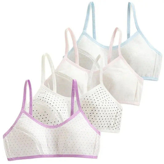 4 Pcs/Lot Girls Brassiere Cotton Back Buckle Design Adolescent Girls Training Bras Breathable Teenage Girl Tops Bra