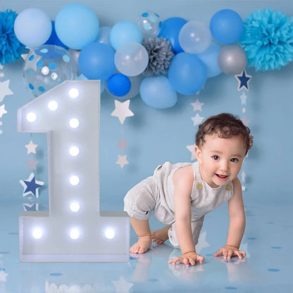 Giant Birthday Figure Led Light Balloon Filling Box 1st Birthday Balloon Number 30 40 50 Balloon Frame Wedding Decor Baby Shower
