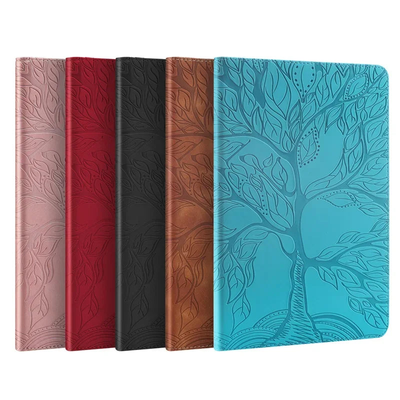 Tablet for Samsung Galaxy Tab S9 FE Case 10.9 inch 3D Tree Embossed Flip Stand TPU Cover for Funda Galaxy Tab S9 FE S9FE Case