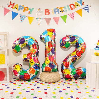 Digital Number Balloon, Aluminum Foil, Gradient Rainbow, Birthday Party, Wedding, Christmas Decoration, 40"