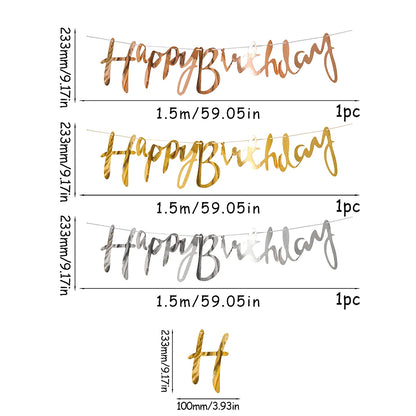Gold Happy Birthday Banner Birthday Wedding Party Decoration Hanging Garland Banner Baby Shower 1st Birthday Boy Girl
