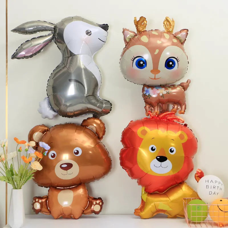 Cartoon Animal Rabbit Deer Foil Balloon Kids Gifts Birthday Party Jungle Animal Theme Decoration Squirrel Fox Bear Helium Globos