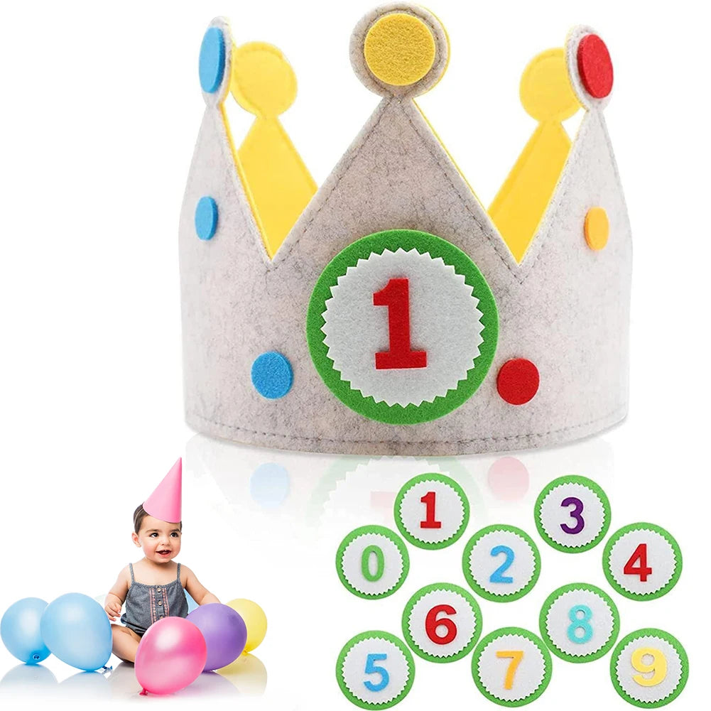 Adjustable Birthday Hat Princess Birthday Felt Hat children's Birthday Decoration Hallowen Cosplay Crown Photo Props Party Decor