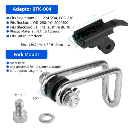 Bicycle Headlight Stand Mount W/ Gopro Interface MTB LED Lamp Bracket for Rockbros QD-250 YQ200/400 Blackbird L1