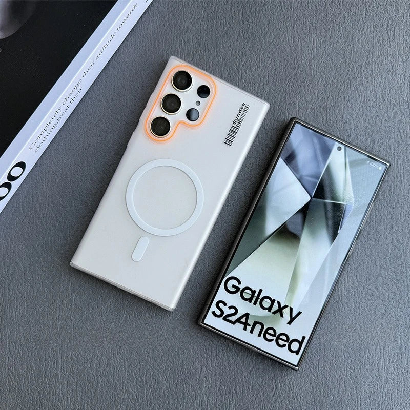 Luxury Mat Magnetic Wireless Charge Magsafe Case For Samsung S24 S23 S22 S25 Ultra Note 20 Slim Lable Cover for Galaxy S25 Plus