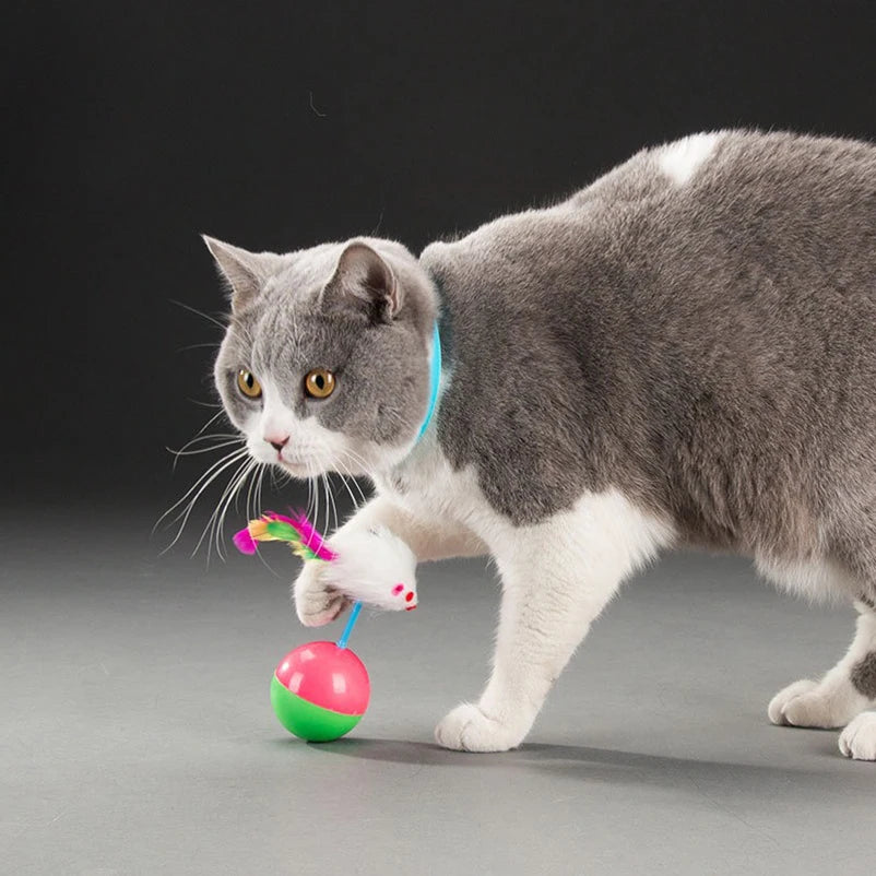 Cat Self-Happiness Toy Mouse Tumbler Ball Pet Interactive Educational Sound Toy Plush Toy