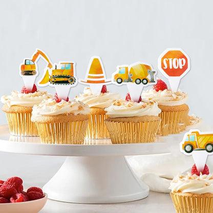 Construction Birthday Party Supplies Tractor Excavator Paper Plate Cup Birthday Banner Truck Latex Balloons For Child's Birthday