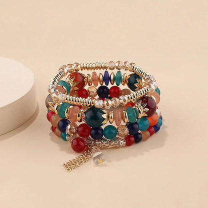 4Pcs New Tassel Charm Beads Bracelet Set For Women Colorful Glass Beaded Chain Bangle Men Bohemian Jewelry