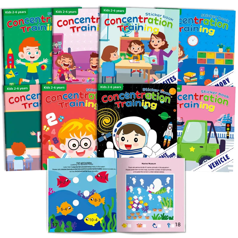 Children's Sticker Book Early Education Cartoon Animal Cognitive Puzzle Sticker Toys Educational Montessori Toys for Kids 3-6