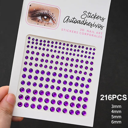 1Pcs Face Diamond Gem Sticker 5D Colorful Rhinestone Tattoo Eyeshadow Stickers fo Festival Nail Body Makeup Bling Jewel DIY Deco