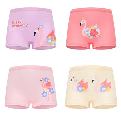 4 Pieces/lot Design Children's Girls Panties Cotton Soft Pretty Cartoon Unicorn Child Underwear for Girls Kids Boxer Breathable