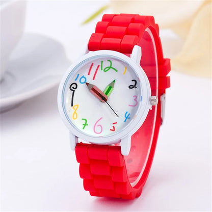 Women Watch Fashion Simple Pencil Design Digital Quartz Watches Casual Jelly Multicolour Silicone Ladies Clock Dress Wristwatch