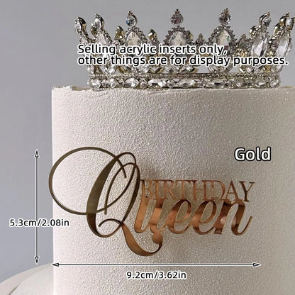 1/3/5pcs Acrylic Birthday Queen Gold Cake Topper Happy Birthday Party Sides Cake Decorations Accessories