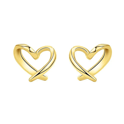 Minimalist Heart Shaped Stud Earrings for Women Glossy Neat Fresh Teens Ear Accessories Charms Daily Wear Party Jewelry