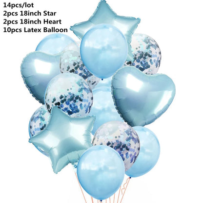 14pcs Rose Gold Mix Star Heart Confetti Latex Balloons Birthday Party Decorations Kids Adult Wedding Anniversary Globos Supplies