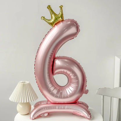 40 inch Pink Standing Crown Digital Girl Birthday Party Anniversary Party Decoration Balloon