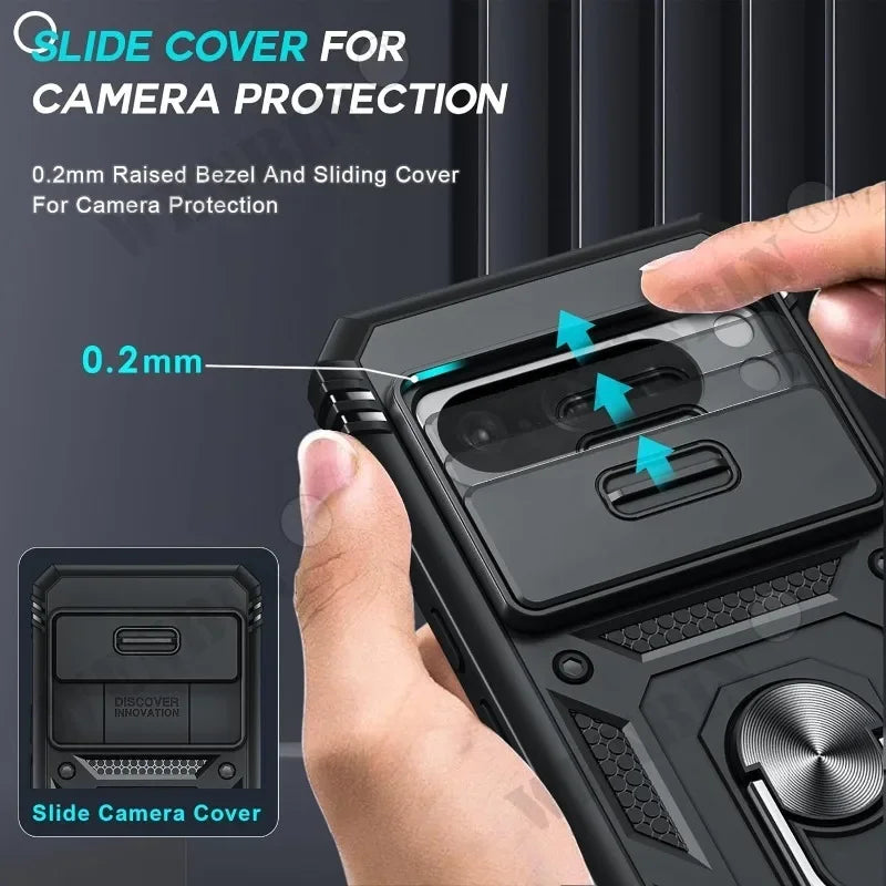Case For Google Pixel 9 8 Pro 8 6 Pro 8A 7A  Google Pixel 9 Pro XL Heavy Duty With Camera 360 Degree Kickstand Cover